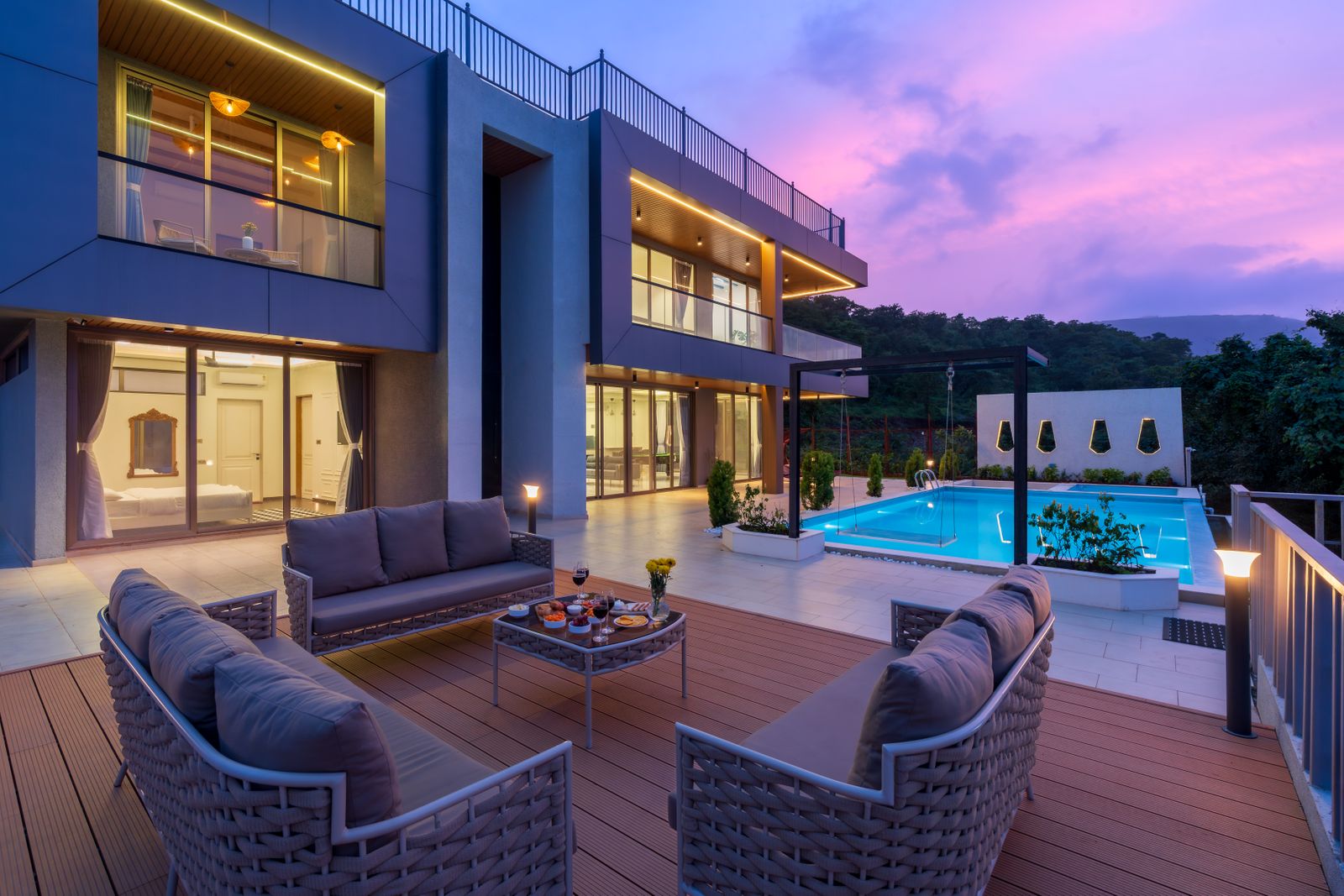 Villa terrace at sunset